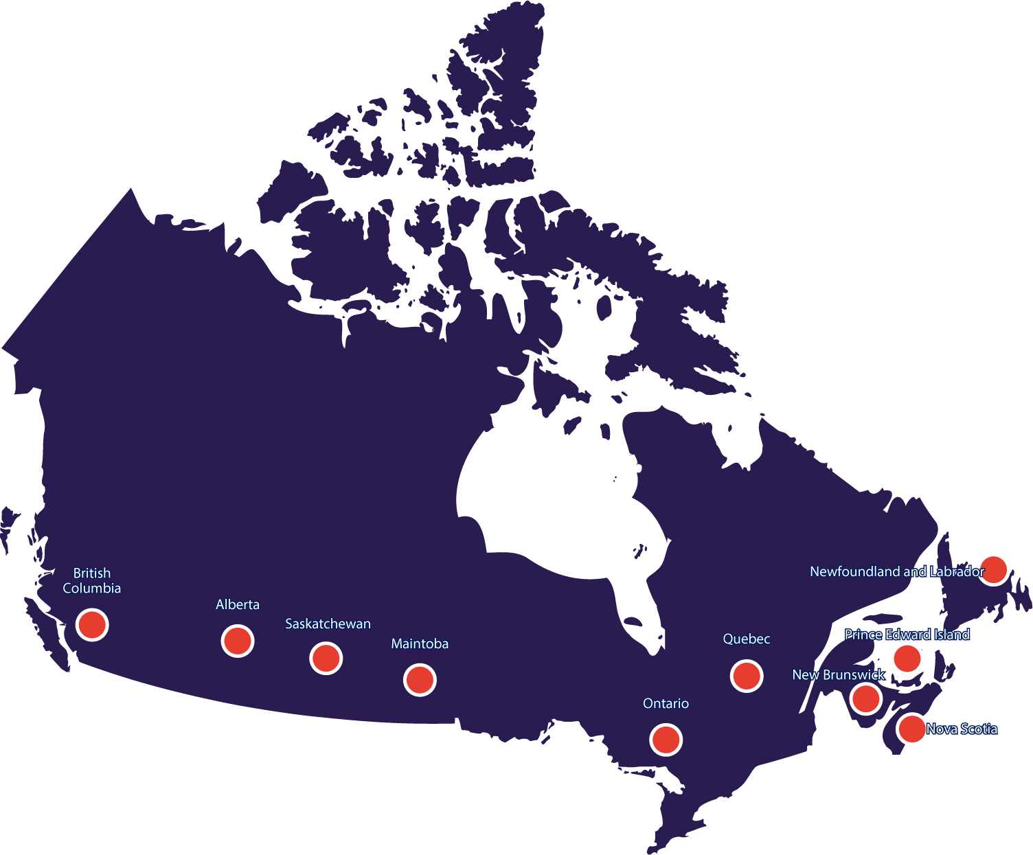 Area map will cover the Alberta, British Columbia, Manitoba, New Brunswick, Nova Scotia, Ontario, Quebec, Saskatchewan